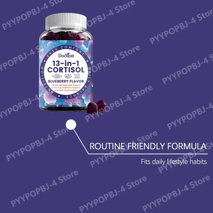 Cortisol Gummies 13-in-1 with Vitamin B6 & B12 – Stress Relief, Focus & Cortisol Detox Support – Vegan, Sugar-Free