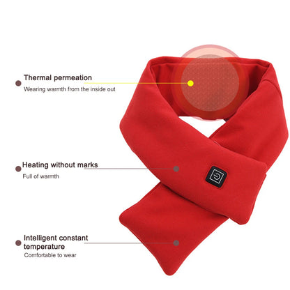 Electric Heating Scarf USB Charging Electric Heated Scarf Cold-Proof Heated Neck Scarf Washable for Climbing Hiking Cycling