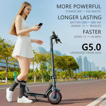 AOVOPRO G5.0 Foldable Electric Scooter – 350W Motor, 19 MPH, 16–21 Mile Range, 8.5" Tires
