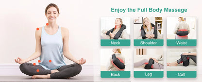 Shiatsu Neck and Shoulder Massager Heated Back Massager U Shape Deep Kneading Electric Massage Pillow For Neck Waist Leg Body
