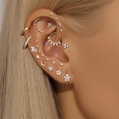 Aide Plata 100% Real 14K Solid Gold 5/6.5/8mm Length Stud Earring Simple Design Piercing Ear Bone Ear Studs DIY Vintage Jewelry