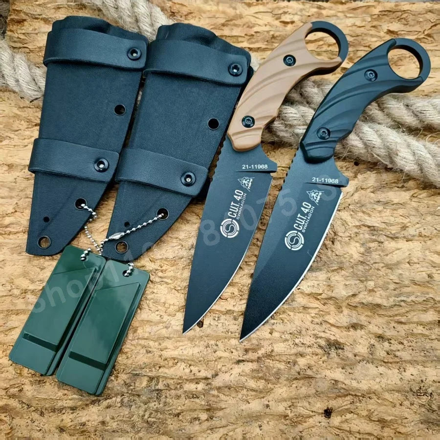 CUT Fixed Blade Knife 8Cr13Mov Blade Nylon Fiber Handle Suitable for Outdoor Camping Hiking Daily Emergency Carrying Men's Gifts