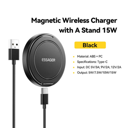 Essager 15W Magnetic Wireless Charger & Stand | MagSafe iPhone 16-12 | Origin Zero