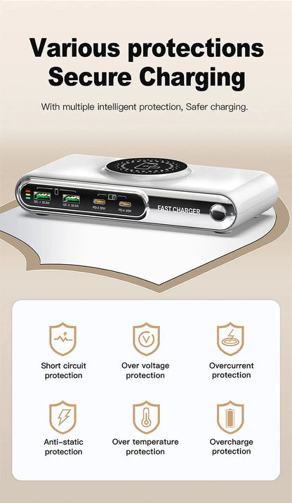 72W 4-Port Wireless Charger | PD+QC Fast Charge for iPhone, MacBook & More | Origin Zero
