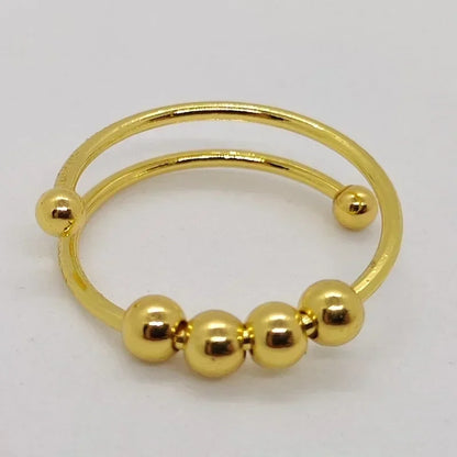 Stainless Steel rotating Bead Rings Anti Anxiety Ring Adjustable Rotary anti-stress rings For Women Men Fashion Jewelry Gift