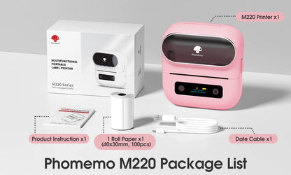 Phomemo Label Printer M220 Label Maker Mini Barcode Label Printer Wireless Portable Sticker Label Maker Machine for Address