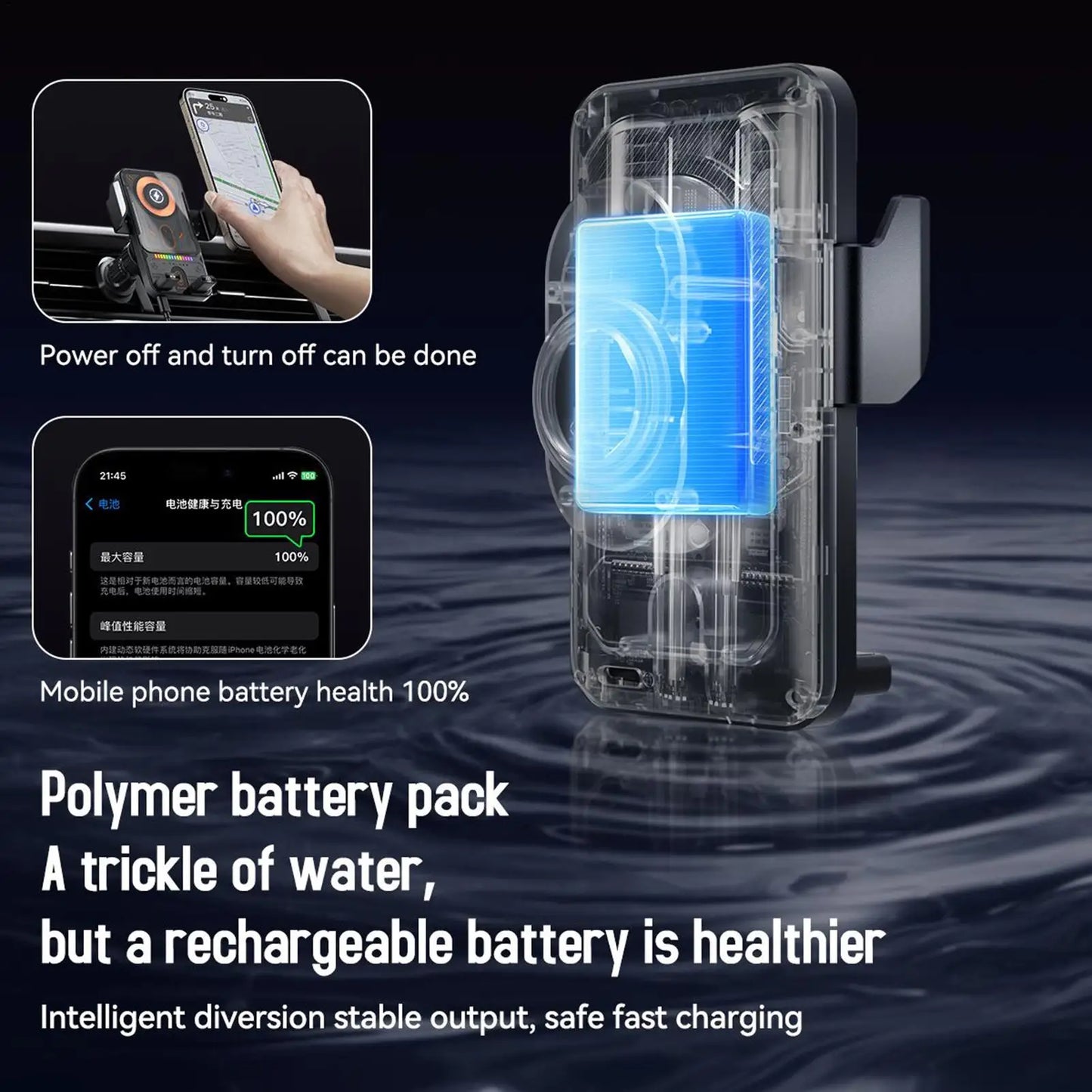Wireless Phone Charger for Car 15W Fast Charging Air Vent Phone Holders