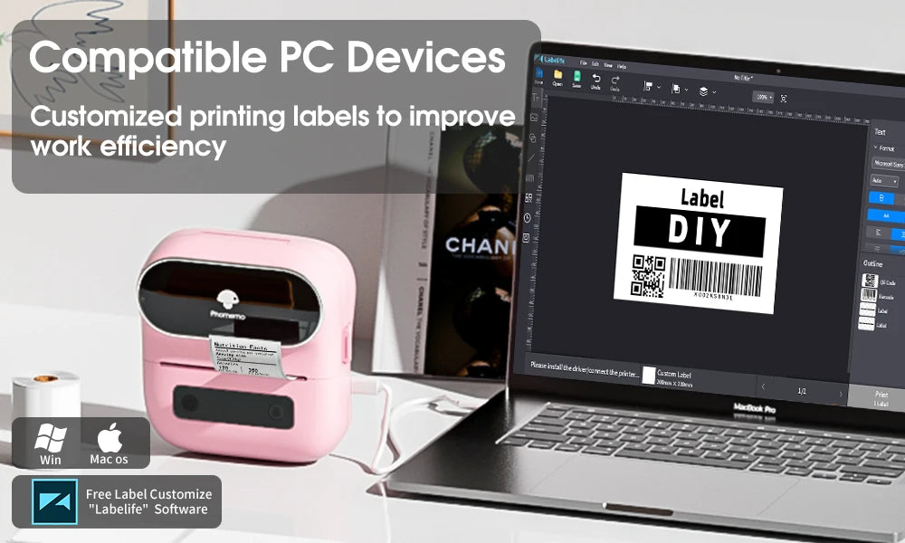 Phomemo Label Printer M220 Label Maker Mini Barcode Label Printer Wireless Portable Sticker Label Maker Machine for Address