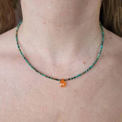 Bohemian Fashion Colorful Natural Stone Beaded Collar New Water Drop Pendant Jewelry Mother's Day Gift