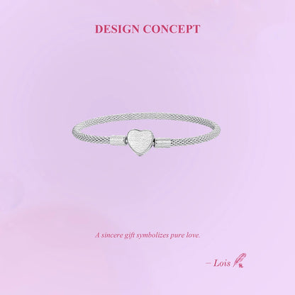WOSTU 925 Sterling Silver Vintage Rose Flower Love Heart Bangle Bracelet Fit DIY Bracelets Women Valentine Mother's Day Gift