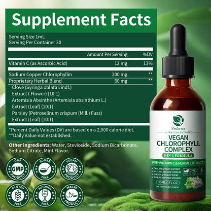 Chlorophyll Liquid Drops 30ml – Natural Internal Deodorant, Gut Health, Skin Clarity & Immune Support – Vegan, Sugar-Free
