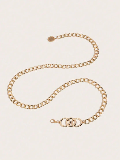 Hershine 1-Piece Women's Fashionable Hollow-Out Circle Waist Chain, Elegant and Sexy Accessory for Party Dresses, Spring, Summer
