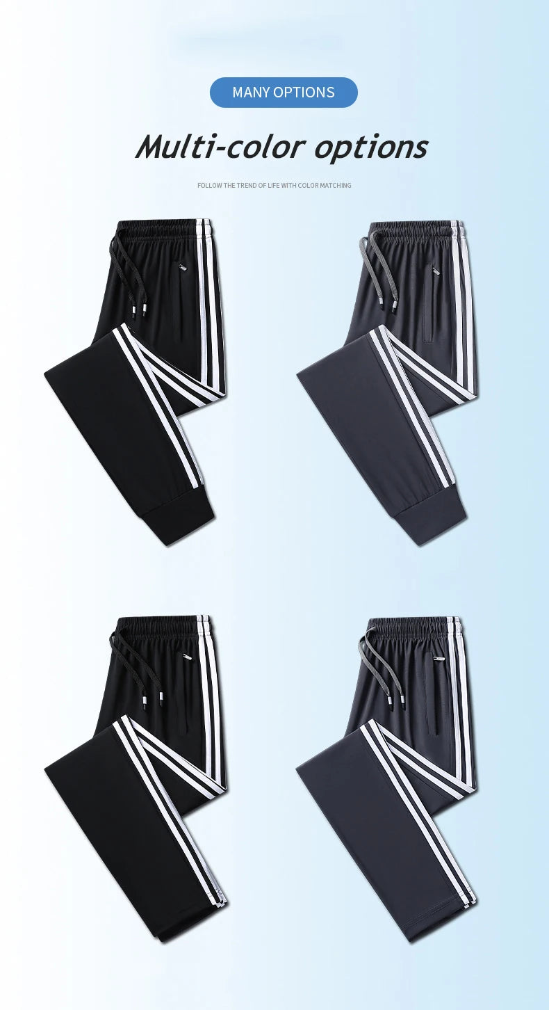 Men’s Ice Silk Jogger Pants – Lightweight Casual Sweatpants with Drawstring – Plus Size M–8XL, Loose Fit for Sports, Fitness & Everyday Wear
