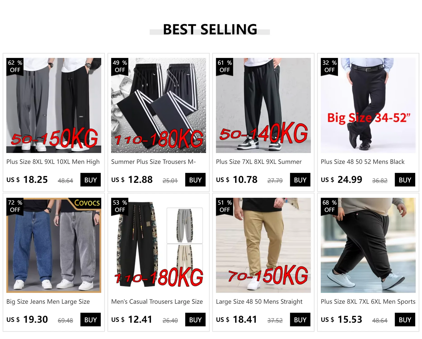 Men’s Ice Silk Jogger Pants – Lightweight Casual Sweatpants with Drawstring – Plus Size M–8XL, Loose Fit for Sports, Fitness & Everyday Wear