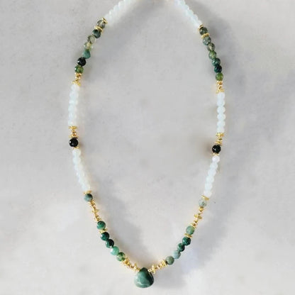 Bohemian Fashion Colorful Natural Stone Beaded Collar New Water Drop Pendant Jewelry Mother's Day Gift