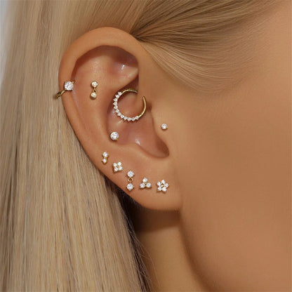 Aide Plata 100% Real 14K Solid Gold 5/6.5/8mm Length Stud Earring Simple Design Piercing Ear Bone Ear Studs DIY Vintage Jewelry