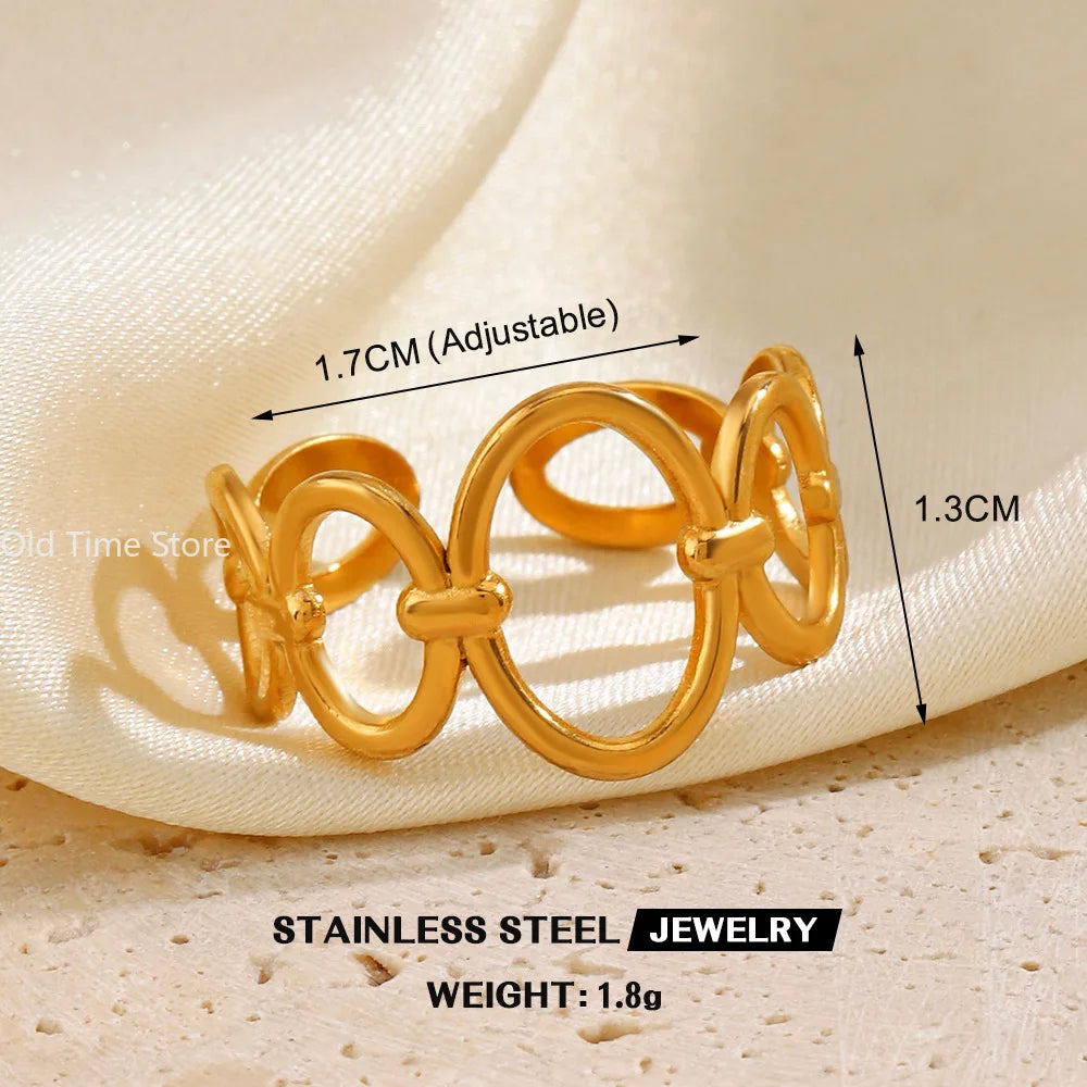 Simple Geometric Heart Ring Gold Plated 304 Stainless Steel Open Rings For Women
