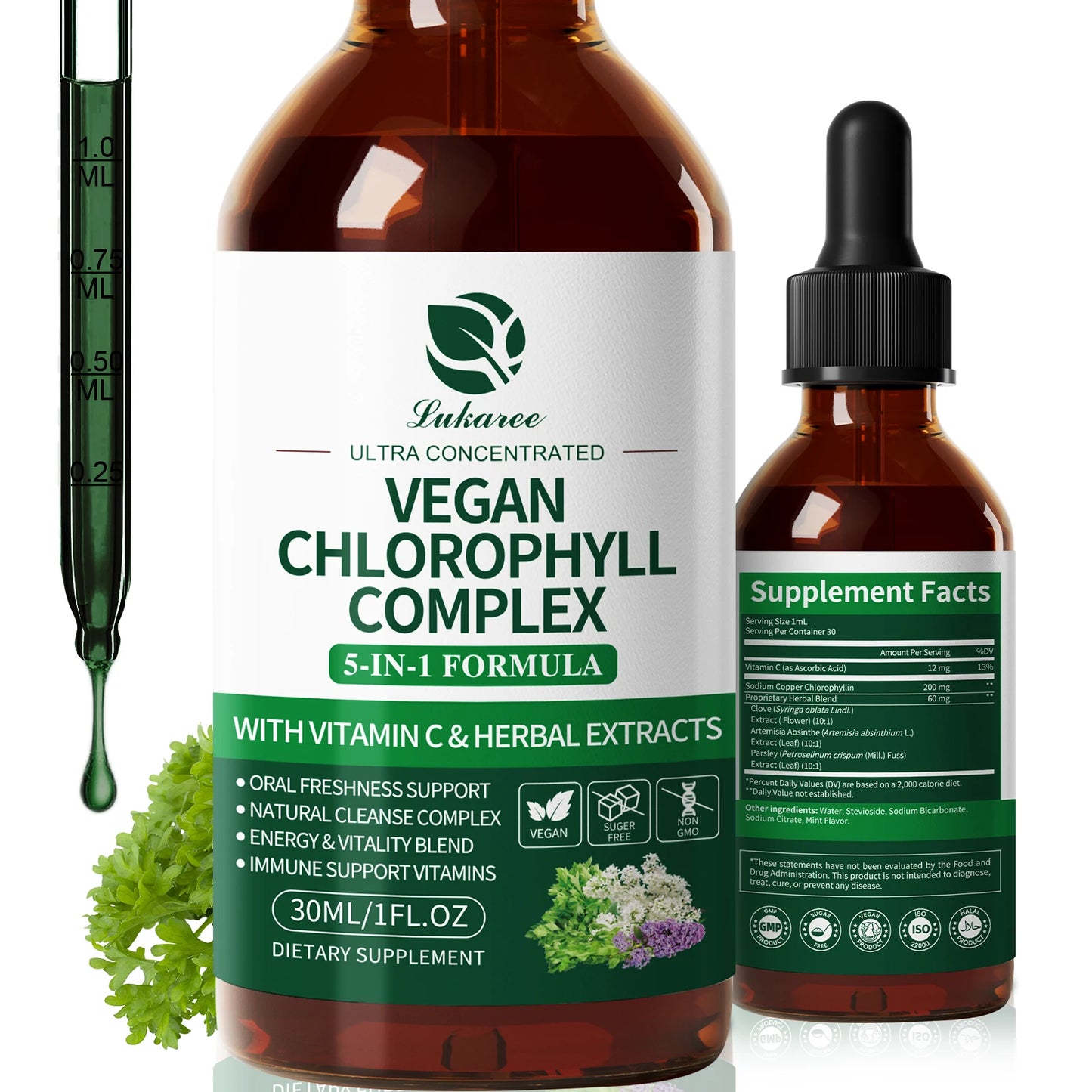 Chlorophyll Liquid Drops 30ml – Natural Internal Deodorant, Gut Health, Skin Clarity & Immune Support – Vegan, Sugar-Free