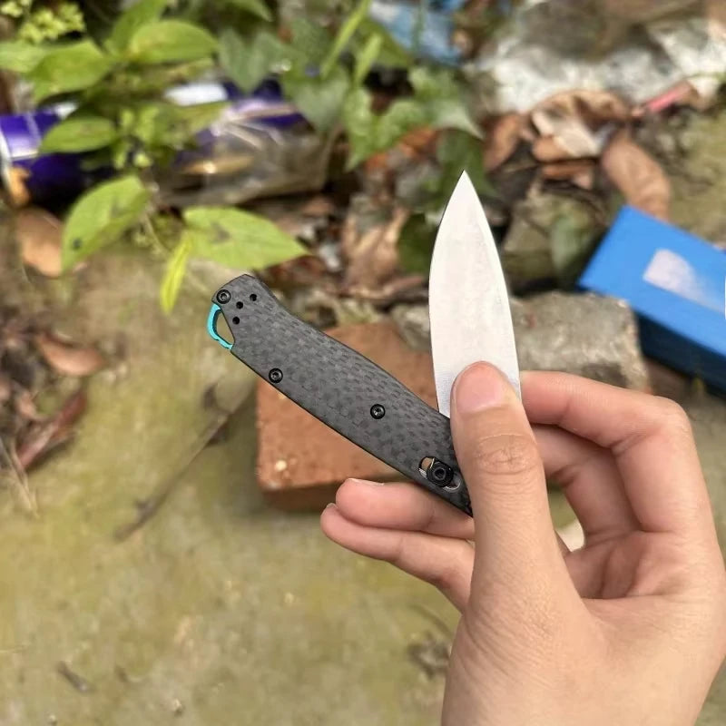 Mini Bugout 533-3 Portable Folding Knife S90V Blade Carbon Fiber Handle Self-defense Tool Small Camping Knife Men's Gift