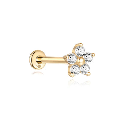 Aide Plata 100% Real 14K Solid Gold 5/6.5/8mm Length Stud Earring Simple Design Piercing Ear Bone Ear Studs DIY Vintage Jewelry