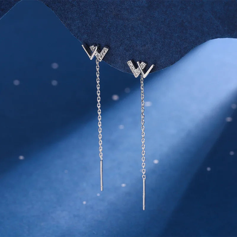 New Creative Long Chain Tassel Cube Dangle Earrings For Women Girls