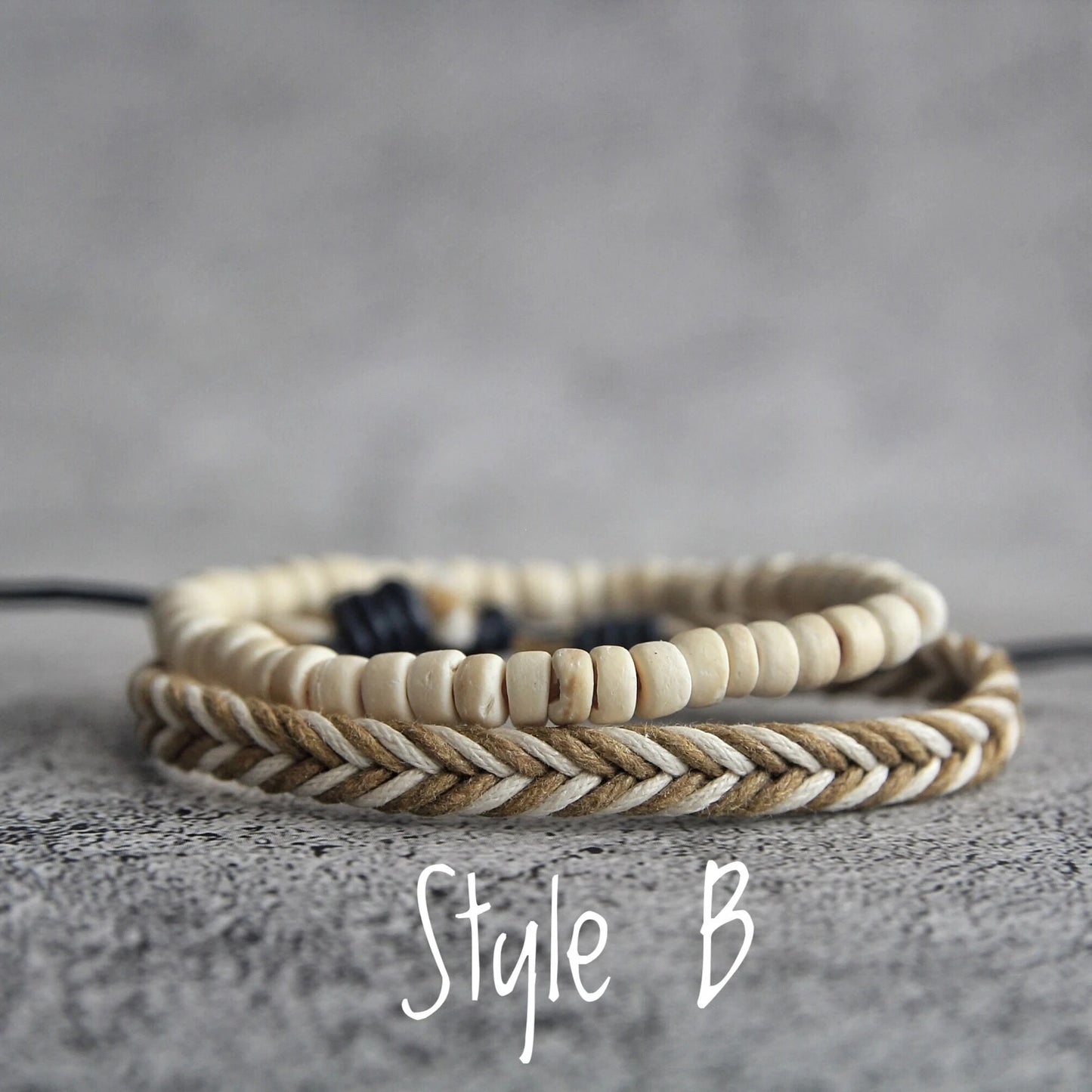 Boho Braided Bracelets, Handmade Bracelets, Boho Beaded Bracelet Gift for Him or Her, Mother's Day Gift, Father's Day Gift, 2pcs