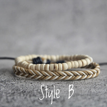 Boho Braided Bracelets, Handmade Bracelets, Boho Beaded Bracelet Gift for Him or Her, Mother's Day Gift, Father's Day Gift, 2pcs