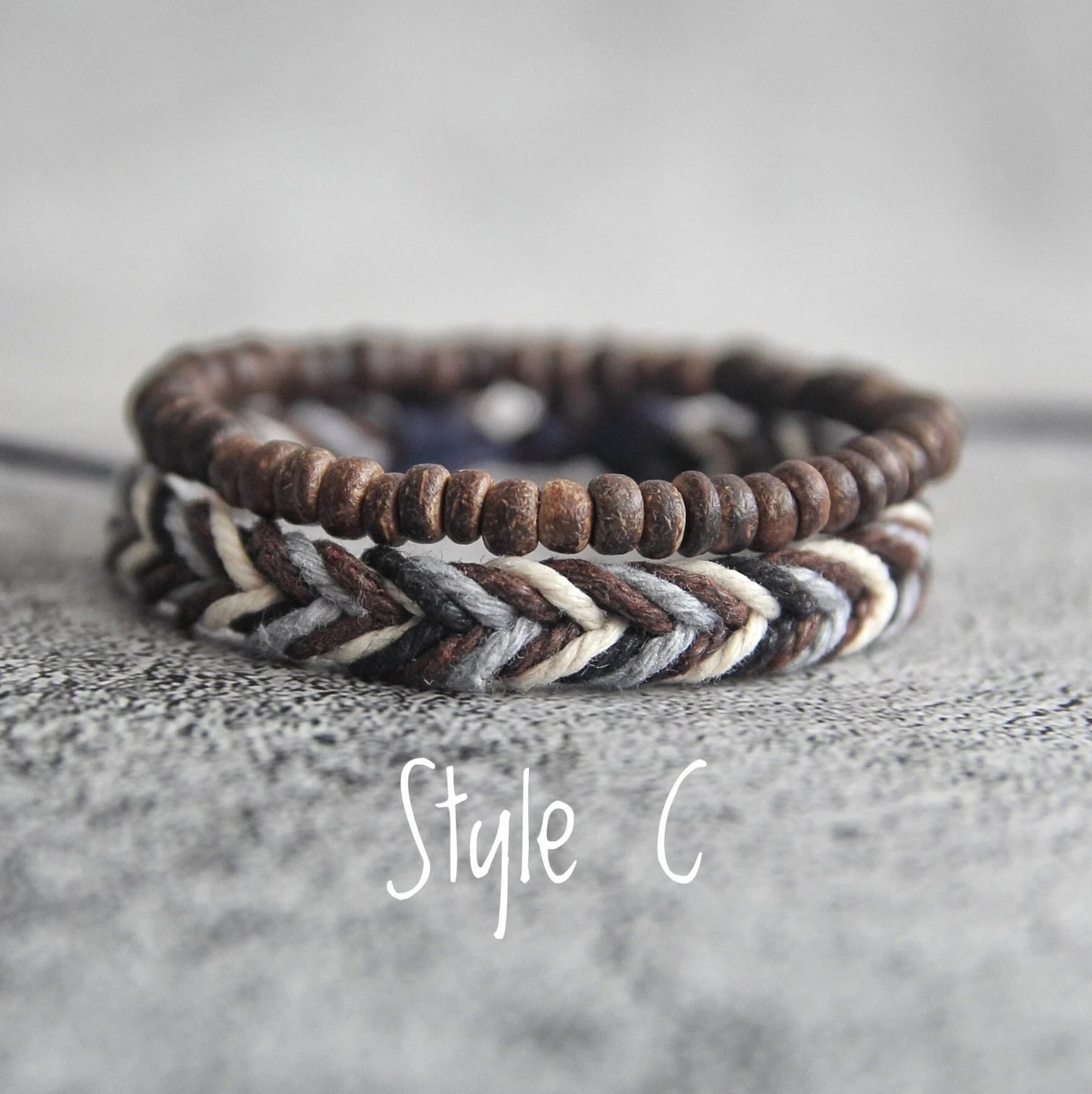 Boho Braided Bracelets, Handmade Bracelets, Boho Beaded Bracelet Gift for Him or Her, Mother's Day Gift, Father's Day Gift, 2pcs
