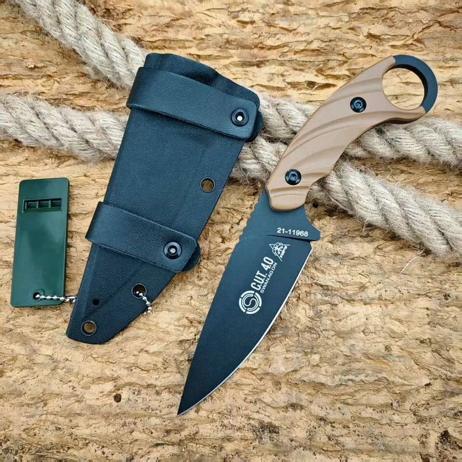 CUT Fixed Blade Knife 8Cr13Mov Blade Nylon Fiber Handle Suitable for Outdoor Camping Hiking Daily Emergency Carrying Men's Gifts