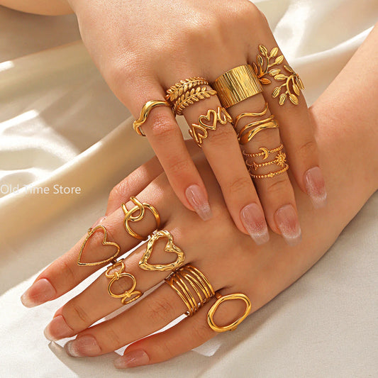 Simple Geometric Heart Ring Gold Plated 304 Stainless Steel Open Rings For Women