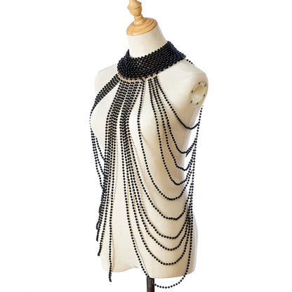 Luxury Pearl shoulder chain Sexy Body Chain Multi-layer necklace Vintage Pearl Chest Chain Necklace jewelry