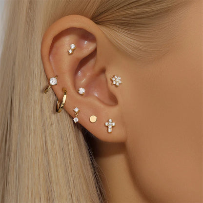 Aide Plata 100% Real 14K Solid Gold 5/6.5/8mm Length Stud Earring Simple Design Piercing Ear Bone Ear Studs DIY Vintage Jewelry