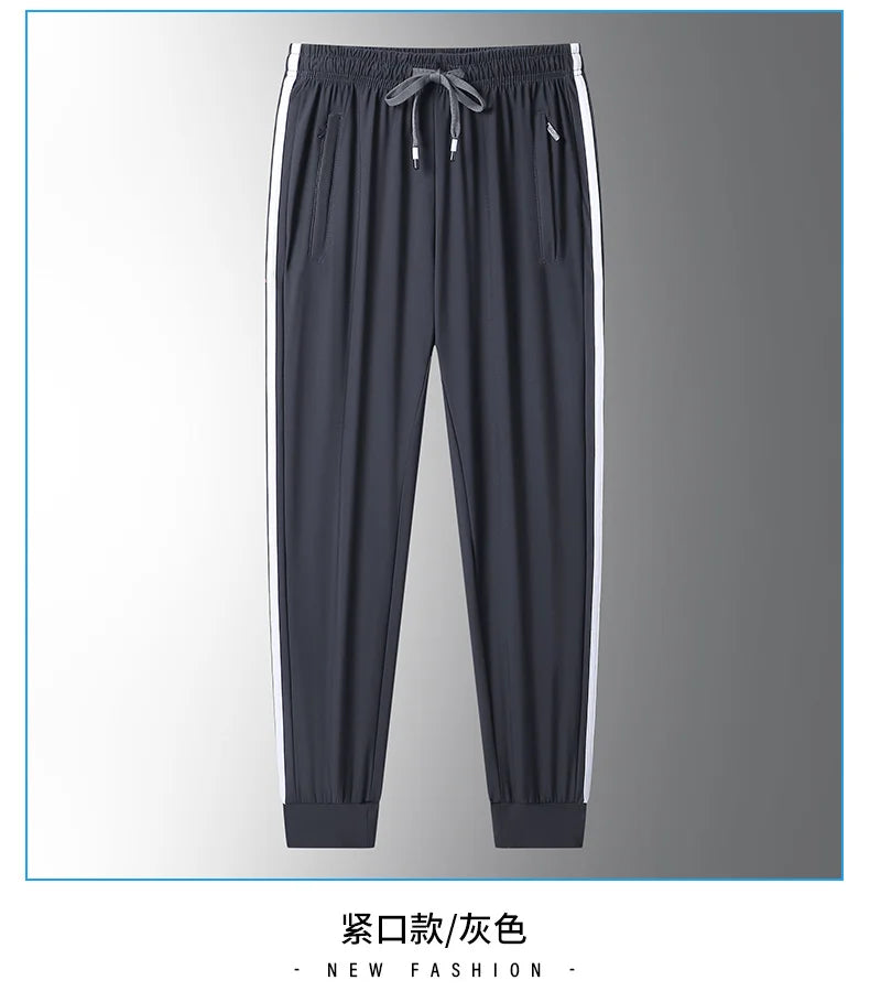 Men’s Ice Silk Jogger Pants – Lightweight Casual Sweatpants with Drawstring – Plus Size M–8XL, Loose Fit for Sports, Fitness & Everyday Wear