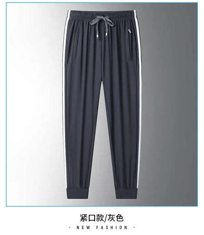 Men’s Ice Silk Jogger Pants – Lightweight Casual Sweatpants with Drawstring – Plus Size M–8XL, Loose Fit for Sports, Fitness & Everyday Wear