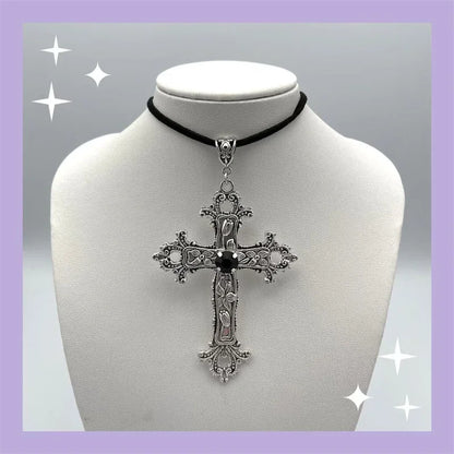 Limited Black Velvet Cross Bead Necklace for Women, Gothic Choker, Grunge, Gorgeous Jewelry, Punk Gift, Statement Goth, New