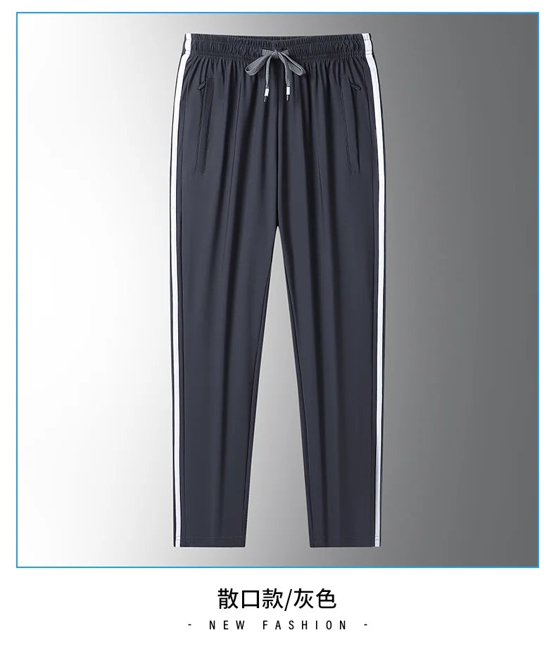 Men’s Ice Silk Jogger Pants – Lightweight Casual Sweatpants with Drawstring – Plus Size M–8XL, Loose Fit for Sports, Fitness & Everyday Wear