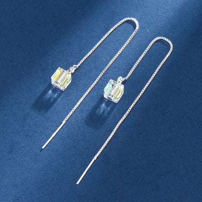 New Creative Long Chain Tassel Cube Dangle Earrings For Women Girls