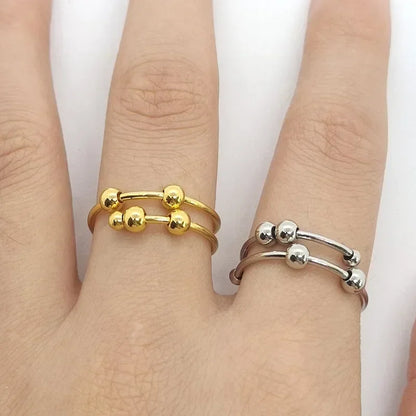 Stainless Steel rotating Bead Rings Anti Anxiety Ring Adjustable Rotary anti-stress rings For Women Men Fashion Jewelry Gift