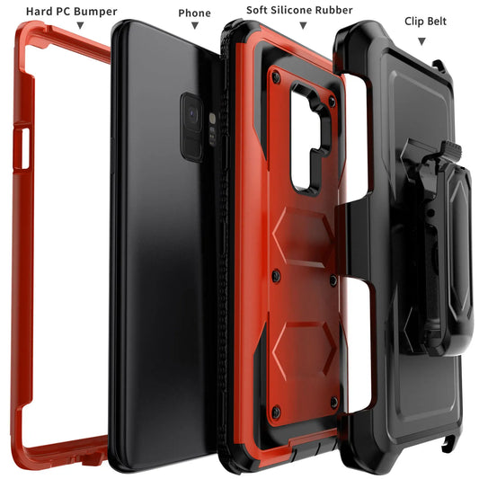Samsung Galaxy S9 / S9+ Rugged Heavy-Duty Phone Case with Belt Clip Holster – 7 Colors