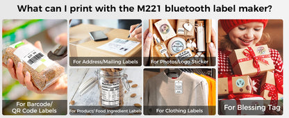 Phomemo Label and Upgrade Portable Label Maker M221 Barcode Label Printer Bluetooth Thermal Inkless Label Maker Support Phone&PC