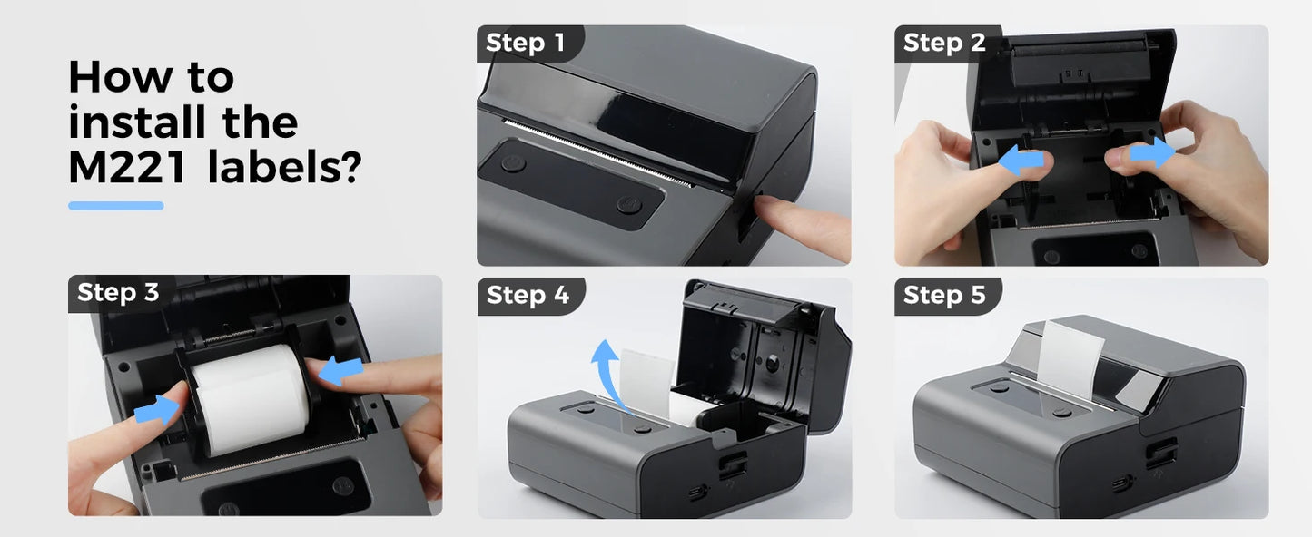 Phomemo Label and Upgrade Portable Label Maker M221 Barcode Label Printer Bluetooth Thermal Inkless Label Maker Support Phone&PC