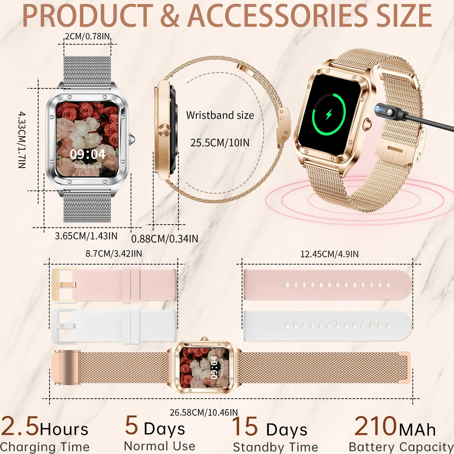 Women Smart Watch (Answer/Make Call) for iPhone/Android, Fitness Tracker/100+Sports Modes/200+Watch Faces/1.59" Screen, Ideal Gift