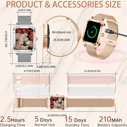 Women Smart Watch (Answer/Make Call) for iPhone/Android, Fitness Tracker/100+Sports Modes/200+Watch Faces/1.59" Screen, Ideal Gift