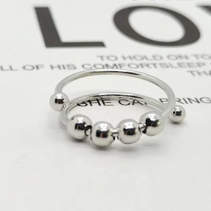 Stainless Steel rotating Bead Rings Anti Anxiety Ring Adjustable Rotary anti-stress rings For Women Men Fashion Jewelry Gift