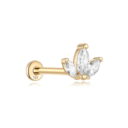 Aide Plata 100% Real 14K Solid Gold 5/6.5/8mm Length Stud Earring Simple Design Piercing Ear Bone Ear Studs DIY Vintage Jewelry