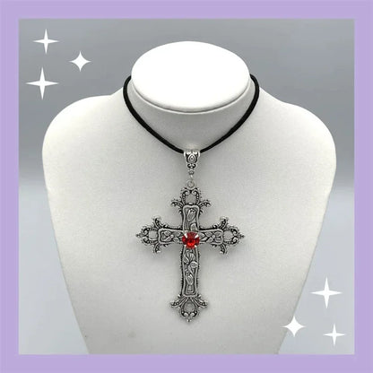 Limited Black Velvet Cross Bead Necklace for Women, Gothic Choker, Grunge, Gorgeous Jewelry, Punk Gift, Statement Goth, New