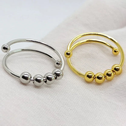 Stainless Steel rotating Bead Rings Anti Anxiety Ring Adjustable Rotary anti-stress rings For Women Men Fashion Jewelry Gift