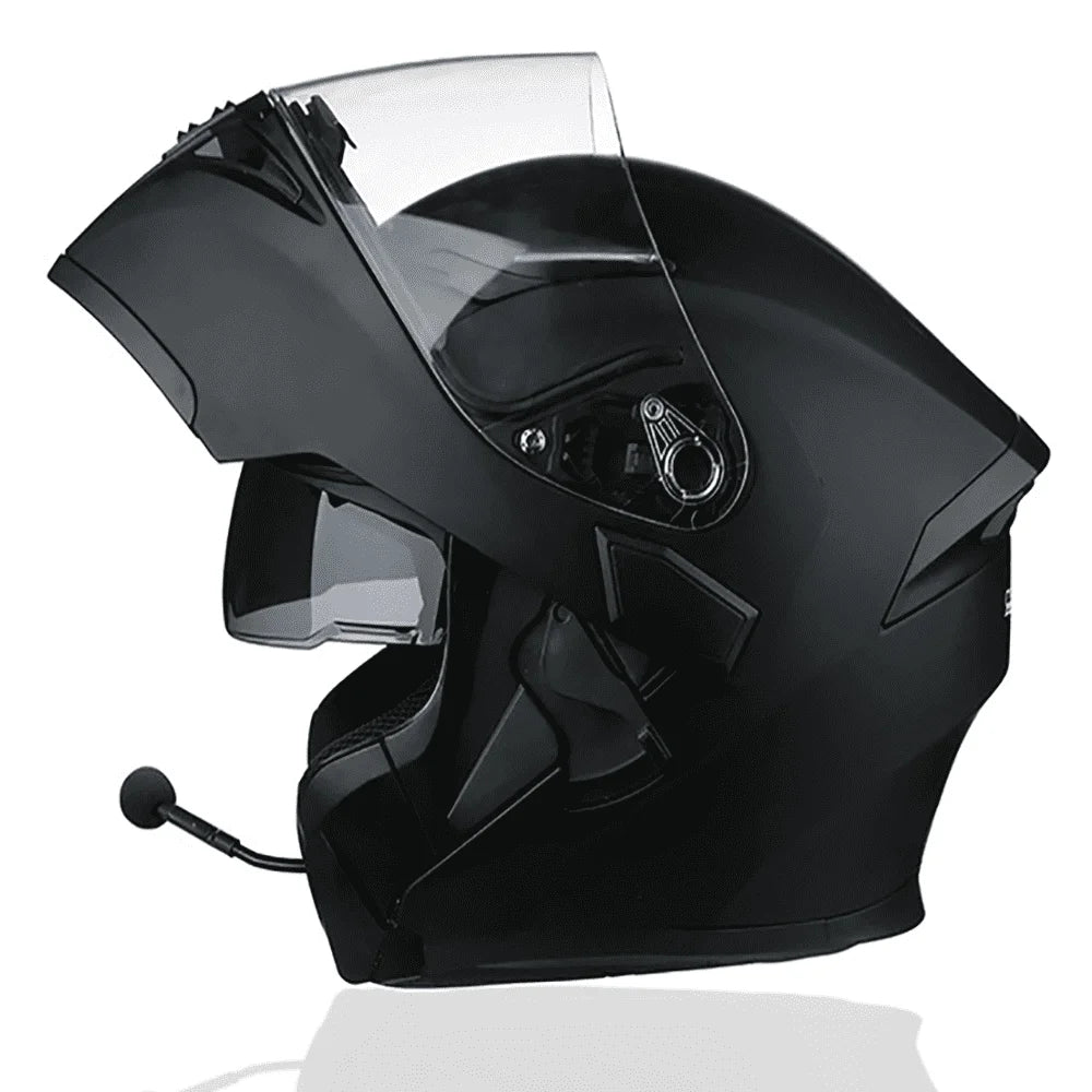 Motorcycle Helmet With Headset Modular Flip-Up Motorbike Helmets DOT(XXL)