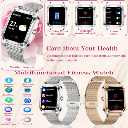 Women Smart Watch (Answer/Make Call) for iPhone/Android, Fitness Tracker/100+Sports Modes/200+Watch Faces/1.59" Screen, Ideal Gift