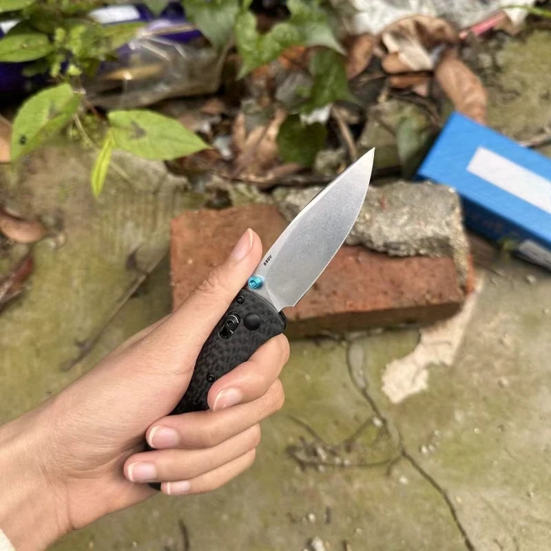 Mini Bugout 533-3 Portable Folding Knife S90V Blade Carbon Fiber Handle Self-defense Tool Small Camping Knife Men's Gift